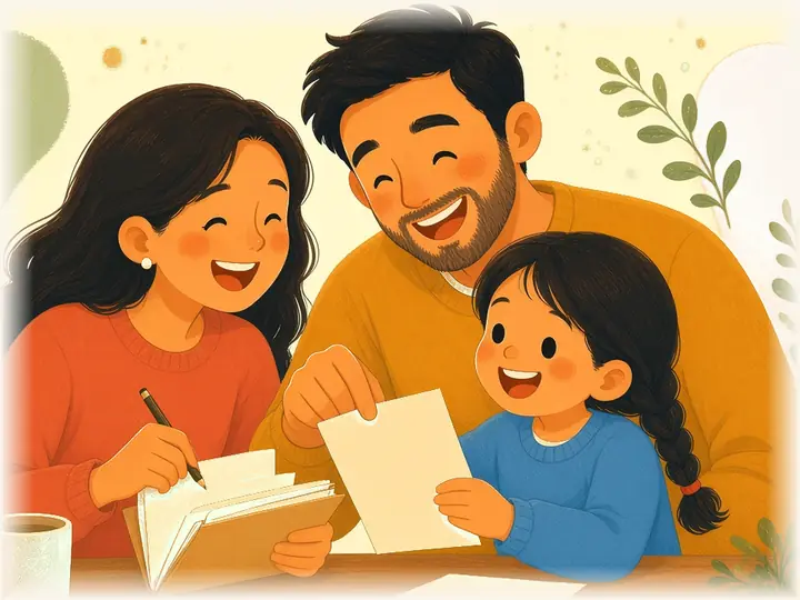 Papá ordena sus papeles y Sofía le pasa uno más