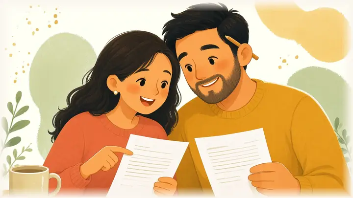 La pareja compara dos documentos